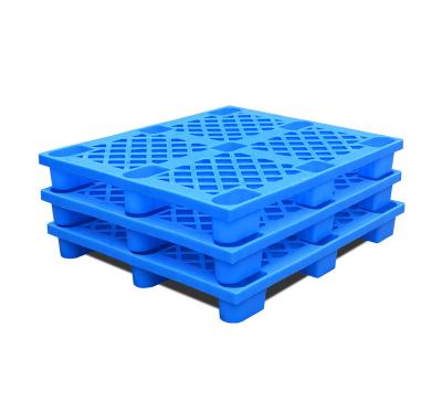 China Cheap Single Faced Custom Design Grid Nine Foot HDPE Pallet Injection Molding 4 Way Recyclable Stackable Lightweight Plastic Pallet for sale