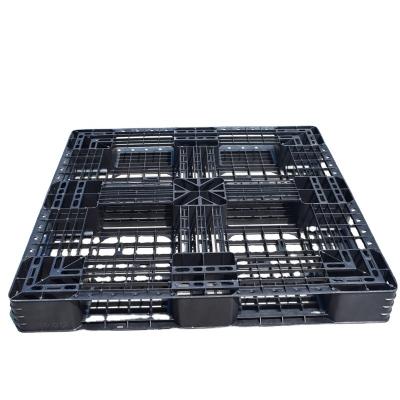 China Recycled Black Plastic One Way Single Sided Pallet Tray Warehouse Logistics Pallet Lightweight Plastic Reusable Forklift Pallet Cheap Export Pallet for sale