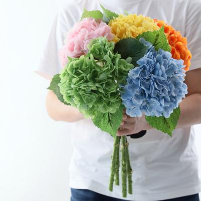 China Durable Simulated Flower 3D Hand Moisturizing Wholesale Large Hydrangea Hotel Flower Art Wedding Decoration Fake Flower Film for sale