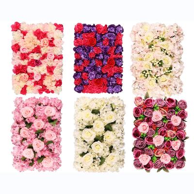 China JUNXIN Rose Artificial Silk Flower Wall Decoration Durable Romantic Rose Panel Wedding Decoration Backdrop Party for sale