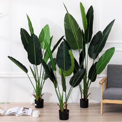 China Durable Simulation Palm Tree Fake Green Banana Traveler Plants Artificial Tree Outdoors For Decor for sale