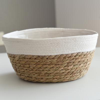 China Modern Straw Flowerpot Weaving Flowerpot Oval Cloak Foreign Trade Rattan Basket Flower Basket Soil Cultivation Plant Nordic Manual Basket for sale