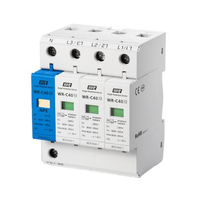 China UL94 V-0 WR-C40 Imax 40kA 220V 385V 3P+NPE Graphic Terminal Surge Protection Device for sale