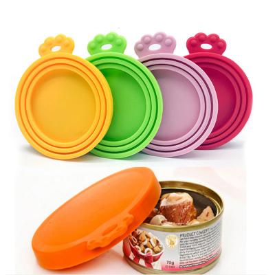 China Cans Reusable Pet Box Covers BPA Free and Dishwasher Safe Silicone Pet Food Can Lid Covers for sale