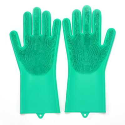 China 2020 Design Heat Resistant Rubber Scrubber Magic Silicone Kitchen Dishwashing Gloves Dish Cleaning Brush Wash Mitt for sale