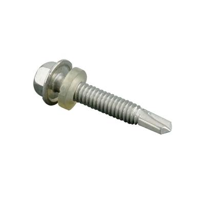 China DIN7504K Galvanized Head Machine Carbon Steel Hexagon Flange Self Drilling Screw With EPDM Gasket for sale