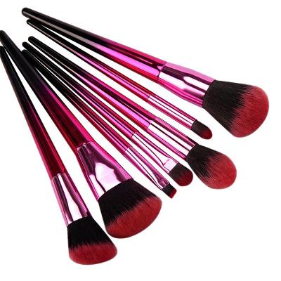 China Angular Blush 7 Pcs New Design Foundation Brush Purple Makeup Brush Set for sale