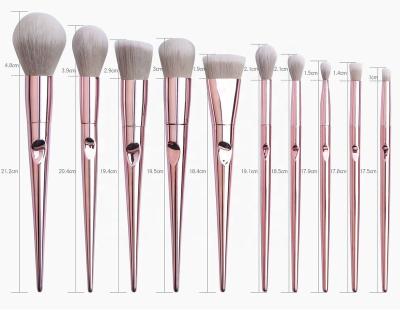 China Angular Blush New Design Custom 10 Piece Makeup Brush Set With PU Cosmetic Bag for sale