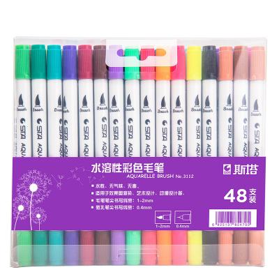 China Art Marker 12/24/36/48 Color Dual Head Marker Pen Education Water Based Ink Do Not Fade Teaching Custom Logo Nib Non-Toxic for sale