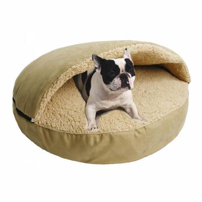 China Travel New Arrival Machine Plush Cave Washable High Quality Removable Luxury Comfy Pet Bed With Anti Slip Bottom for sale