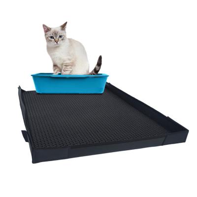 China Double Layer Blackhole Viable Waterproof Honeycomb Cat Litter Box Trapper Mat With Small Side Walls for sale