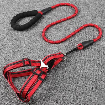 China Outdoor Quick Release Durable Dog EVA Handle Reflective Vest Harness Pull Rope Leash for sale