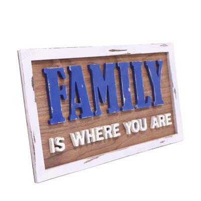 China Coastal OEM Accepted Frame Number Wooden Board Family Council Home Decoration for sale