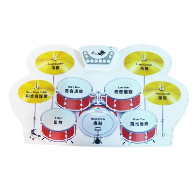 China Colorful Electronic Drum USB Rollable Mini Roll Up Portable Drum Set Silicone Drum Set Electronic Pad Headphones Pedals Drum for Kids and Adults Learn for sale