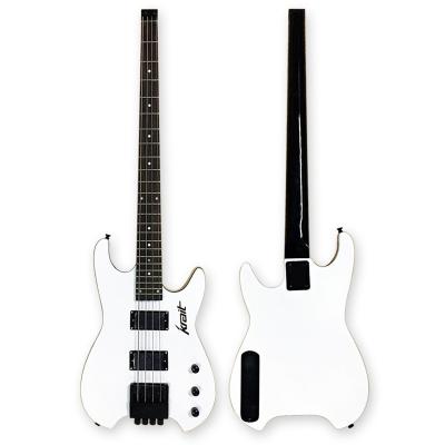 China Basswood New Design 4 Strings Bass Guitar Headless White Color Electric Guitar for sale