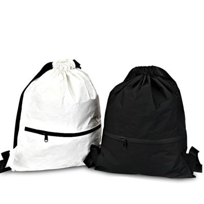 China Large Capacity Waterproof Zipper Gym Backpack Drawstring Tyvek Bag With Front Zipper Pocket for sale