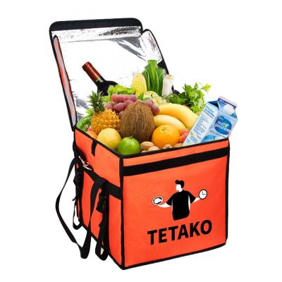 China Wholesale Orange Thermal Insulated Food Delivery Bag Motorcycle Cooler Bike Bags Waterproof for sale