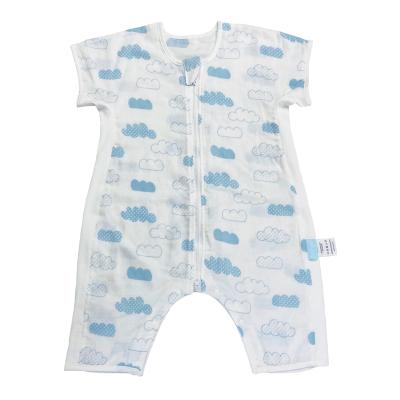 China New Design 6 Cotton 70%Bamboo 30% Months-6 Years Muslin Summer Baby Girls White Blue Rompers for sale