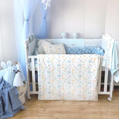 China Viable Custom White 100% Cotton Pillow Cover & Comforter Blanket Baby Bedding Set for sale