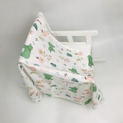 China Wholesale Cartoon Pattern Folded 100% Cotton Muslin Baby Blanket Warm for sale