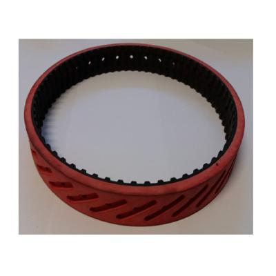 China 225L Vacuum Punch Hole High Quality Red Rubber Endless PU Film Traction Belt for sale