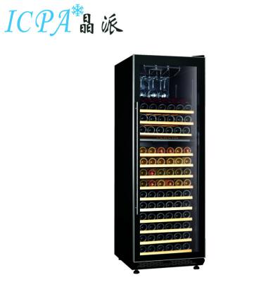 China 2019 Outdoor Selling 177 Bottles Free Standing Double Zone Temperature And Built-in Wine Fridge for sale