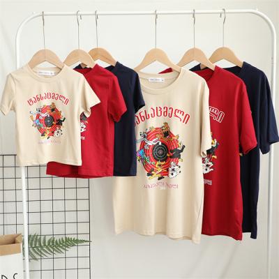 China 2022 Summer QUICK DRY shorts sleeves cartoon printed T-shirts family clothes mom dad and me senior for sale