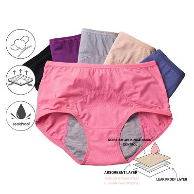 China Women's Antibacterial Plus Size High Waist Period Briefs Cotton Briefs Leak Proof Wholesale Bamboo Menstrual Panties for sale