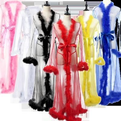 China Good Quality Rise Cotton/Bamboo Fiber New Fur Trim Long Lace Trim Feather Maxi Dress With Fur for sale