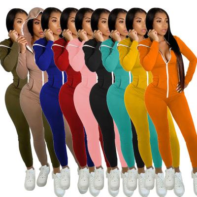 China New Design Long Sleeve QUICK DRY One Piece Zipper Overalls Fitness Sports Hoodie Stretching Overalls Women Jumpsuits Solid Jumpsuit for sale