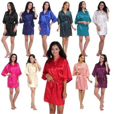 China Women's QUICK DRY Silk Sleepwear Long Robes Wedding Solid Color Robe Silk Robe Set Bridesmaid Kimono Satin Maxi Robes for sale