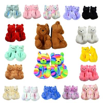 China Fashion Trend Wine Fashion Teddy Bear Slippers Adult One Size Fits All Bedroom Fur Home Slides For For Women Girls for sale