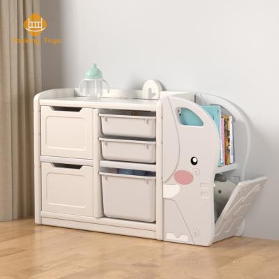 China 5 Safe Plastic Toy Storare Rack Children Baby Trash Can Toys Cabinet Toy Organizer Shelf Plastic Storage Kids Cabinet for sale