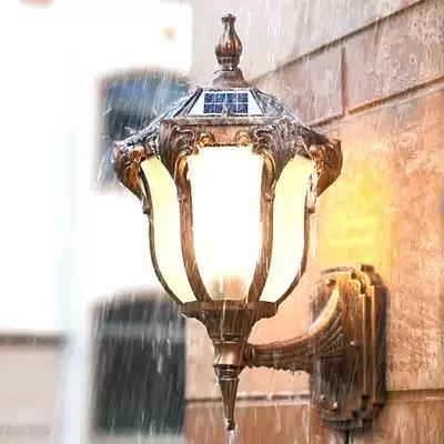 China Tempered Glass Outdoor Solar Wall Lamp With Light Waterproof Wall Light Outdoor Sensor Wall Sconce Led Hexagonal Light Fixture for sale