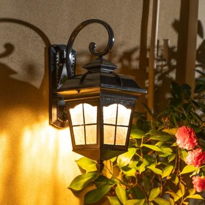 China Tempered Glass Outdoor Solar Wall Lamp With Light Waterproof Wall Light Outdoor Sensor Wall Sconce Led Waterproof Garden Light Light for sale