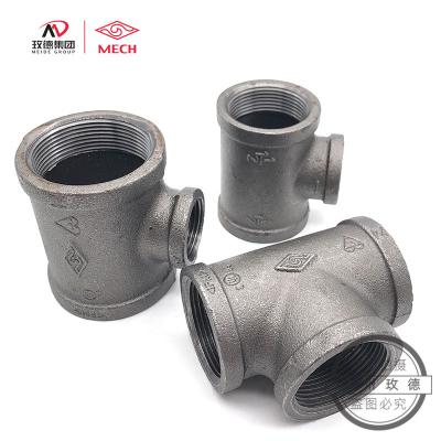 China Free Sample Pipe Fitting Factory Mike Groove Fittings Black Industrial Malleable Iron Fire Fighting Spline Reducing Tees With Female Thread for sale