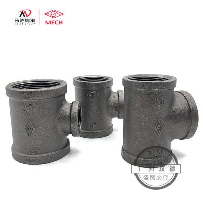 China Free Sample Pipe Fitting Factory Mike Groove Fittings Black Industrial Malleable Iron Fire Fighting Spline Reducing Tees With Female Thread for sale