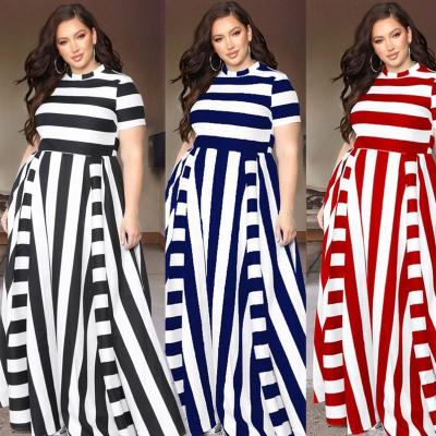 China New summer European and American sexy women's fashion round neck dress viable plus size women's clothing for sale