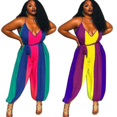 China New viable women plus jumpsuit for women plus size sexy suspenders loose jumpsuit for sale