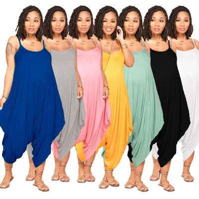 China Wholesale Custom Women's Overalls Casual Solid Color Suspenders QUICK DRY Wide Leg Pants Plus Size for sale