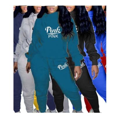 China Viable Fashionable Women Casual Two Piece Set Long Sleeve Letter Print Sweatsuit Plus Size Autumn Ladies 2 Pcs Outfits for sale