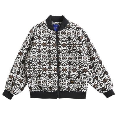 China Dobby 2021 winter new style ethnic jacquard thickened baseball warm casual collar jacket coat for sale