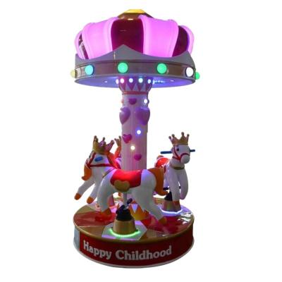 China Merry Go Round Kids Coin Operated Carousel  Horse 3 Seats Mini Carousel For Sale Amusement Park à venda