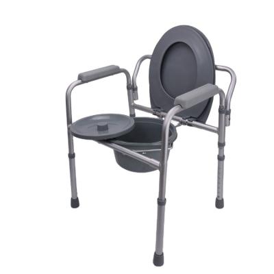 China High quality steel frame commode folding wheelchair with bepan for sale