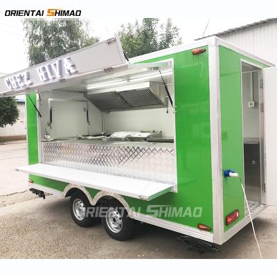 China Vegetable processing factory galvanized food truck for sale most well designed square fryer chicken griddle cart mobile food trailer for sale