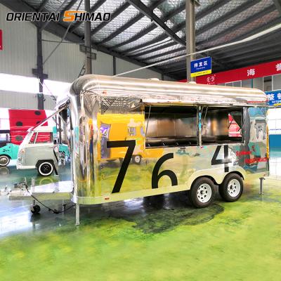 China Vegetable processing factory stainless steel food truck air stream food trailer in stock for sale