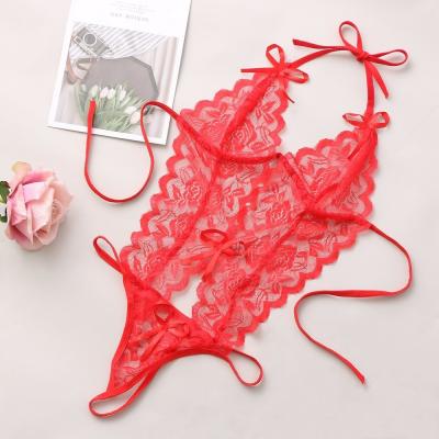 China Dreipunkt- gestrickt schnüren sich sexy Wäsche gestrickten ärmellosen Blumensleepwear zu verkaufen