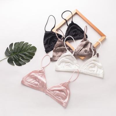 China Convertible Sexy Women Bras Intimates Silk Wireless Bra 32A 32B 32C Nylon Spandex for sale