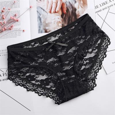 China Sexy Knitted Black Cotton Seamless Underwear Undies Spandex 3XL Hollow Mesh for sale