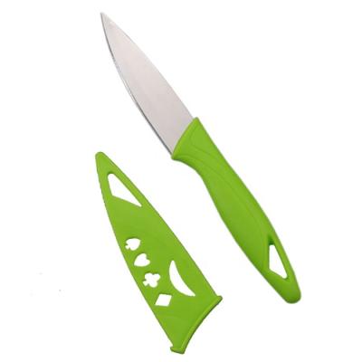 China Hot Selling Utility Paring Green Kitchen Knife with Sheath Cover, Stainless Steel Blade and Green Colors for sale